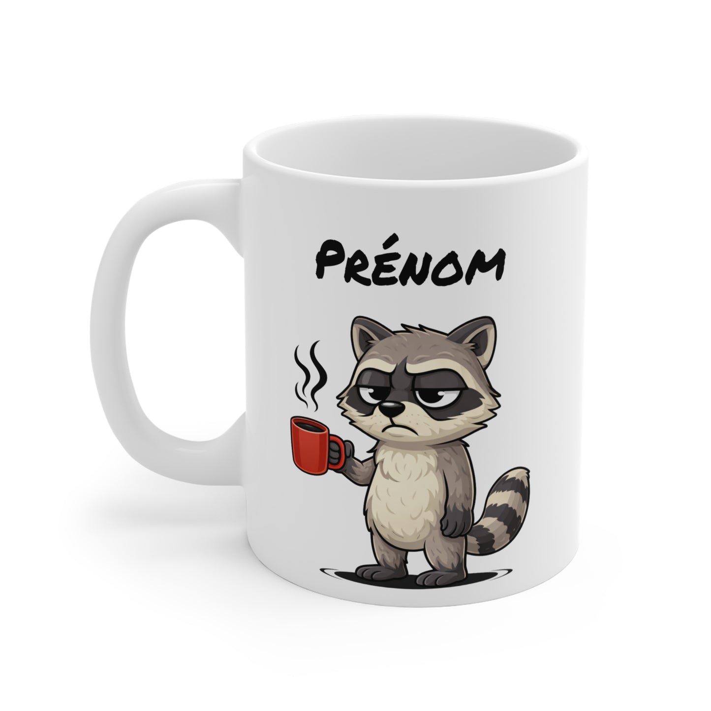 Mug Raton Laveur Fatigué Personnalisable 325ml – Tasse Café Humour Animal Mignon Drôle Réveil Difficile Cadeau