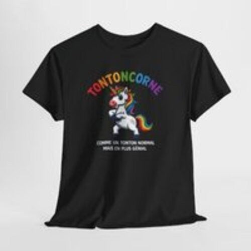 T-shirt Humour Tonton “Tontoncorne” – Comme un Tonton Normal Mais en Plus Génial – Blanc, Gris Sport, Noir