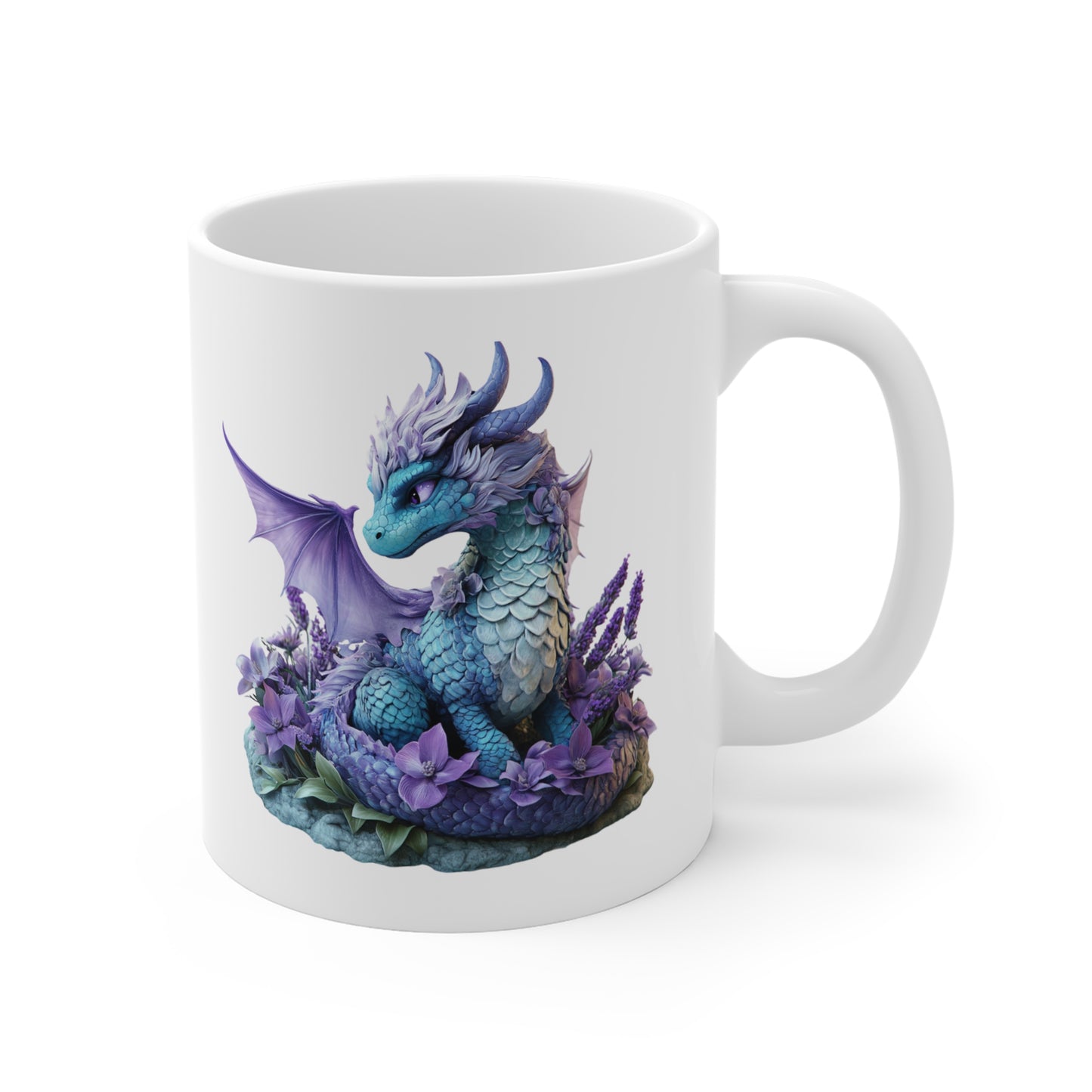 Mug Dragon Bleu et Lavande – Tasse Fantasy Magique Féérique – Cadeau Bohème Céramique 325ml