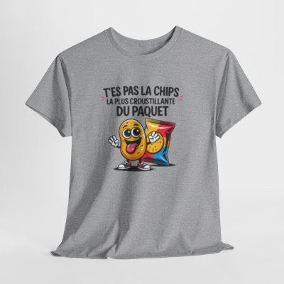 Tee Shirt Humour T’es pas la chips la plus croustillante du paquet – T-shirt Blague Snack Apéro Blanc Gris Noir