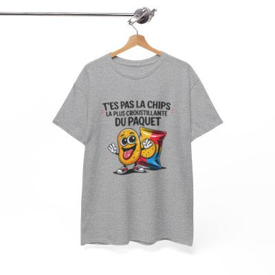 Tee Shirt Humour T’es pas la chips la plus croustillante du paquet – T-shirt Blague Snack Apéro Blanc Gris Noir