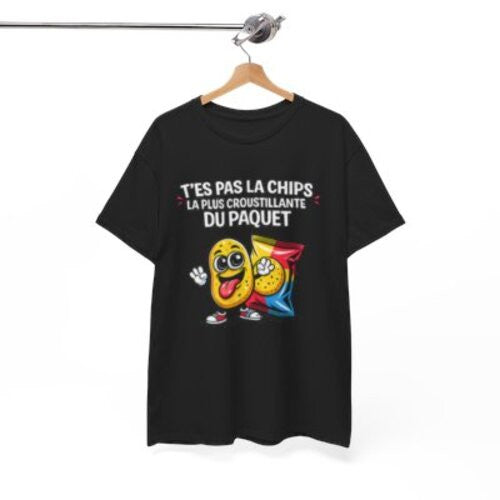 Tee Shirt Humour T’es pas la chips la plus croustillante du paquet – T-shirt Blague Snack Apéro Blanc Gris Noir