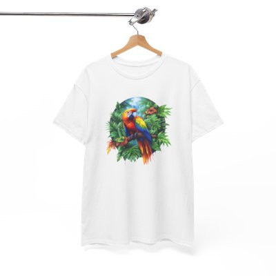 Tee Shirt Perroquet Tropical Ara Coloré – T-shirt Jungle Exotique Nature – Blanc Gris Noir – Idée Cadeau Amoureux des Oiseaux