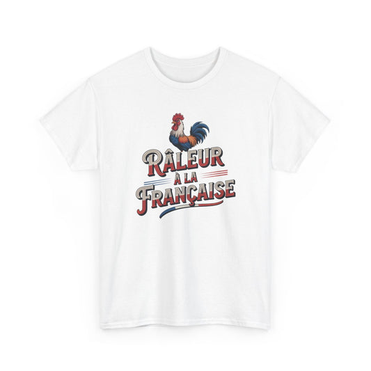 Tee Shirt Râleur à la Française Coq Tricolore – T-shirt Humour France Vintage Blanc Gris Noir – Idée Cadeau Français