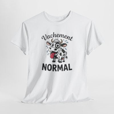 Tee Shirt Vachement Normal Vache Drôle – T-shirt Humour Animal Ferme Blanc Gris Noir – Idée Cadeau Fun