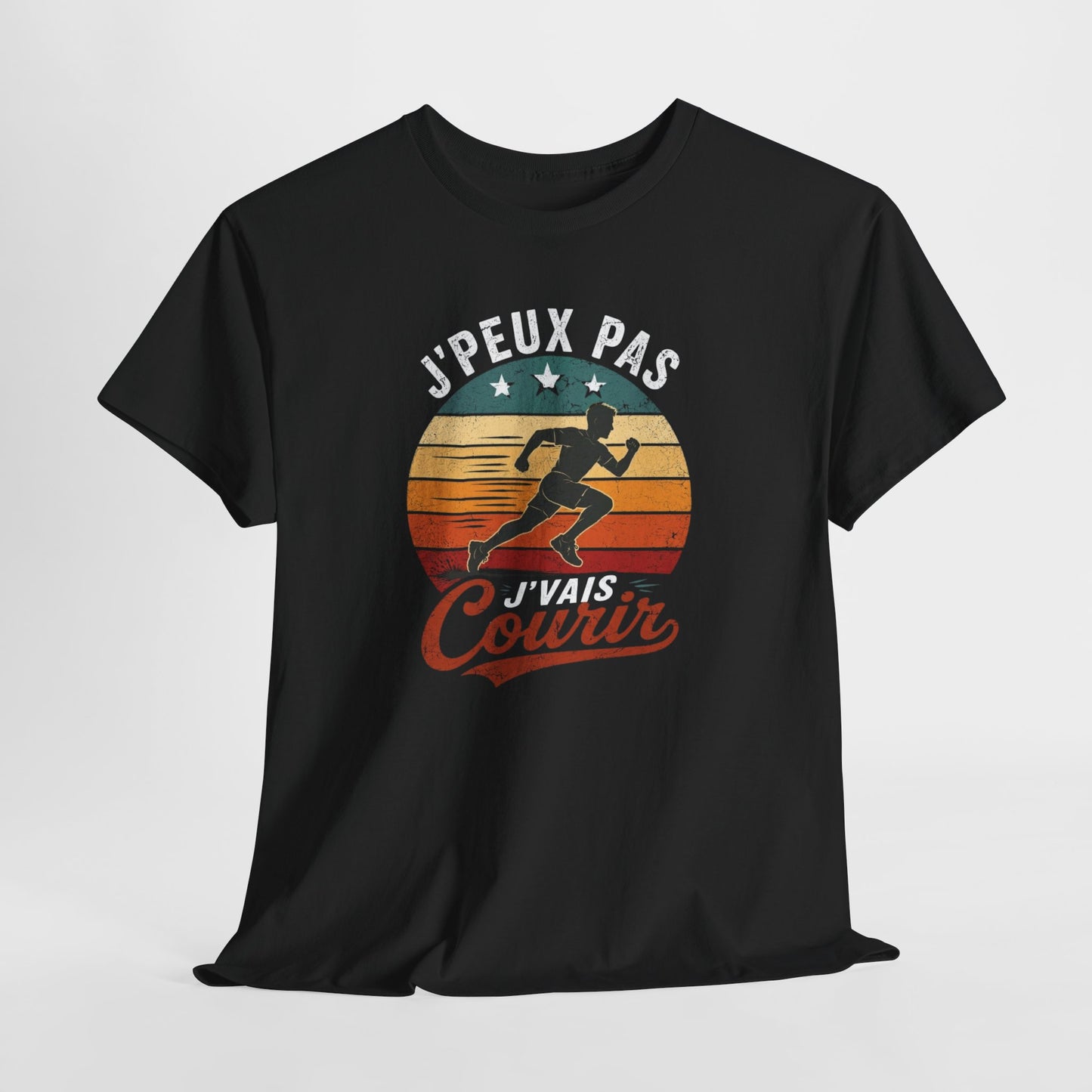 T-Shirt Running Homme Humour – J’Peux Pas J’Vais Courir – Tee Shirt Course à Pied Vintage Sport