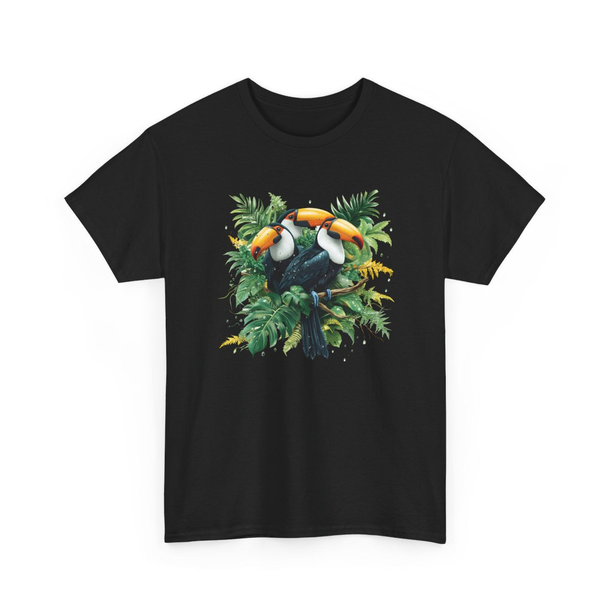 Tee Shirt Toucans Tropicaux Jungle – T-shirt Oiseaux Exotiques Nature Tropicale Blanc Gris Noir