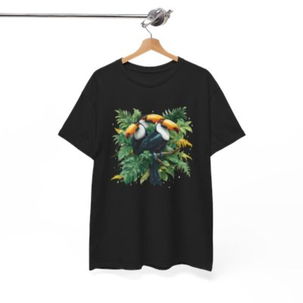 Tee Shirt Toucans Tropicaux Jungle – T-shirt Oiseaux Exotiques Nature Tropicale Blanc Gris Noir