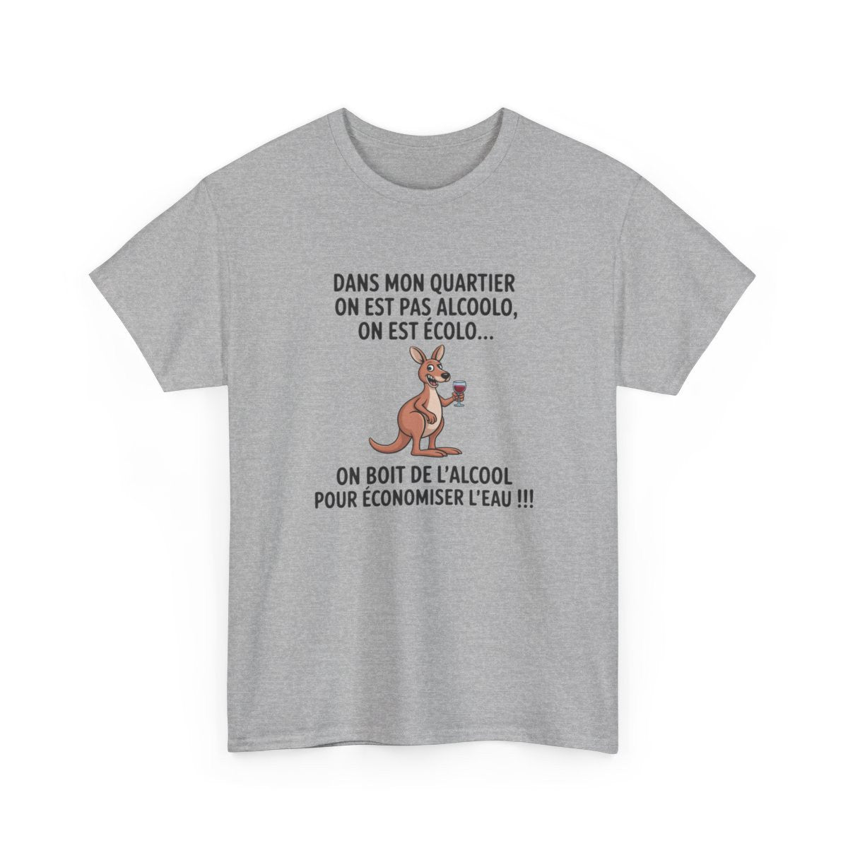 Tee Shirt Humour Kangourou On Boit De L’alcool Pour Économiser L’eau – T-shirt Drôle Apéro Vin Blanc Gris Noir