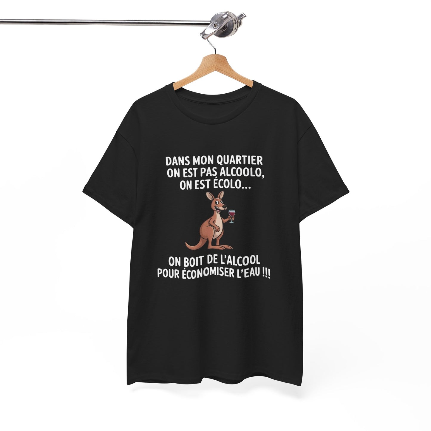Tee Shirt Humour Kangourou On Boit De L’alcool Pour Économiser L’eau – T-shirt Drôle Apéro Vin Blanc Gris Noir