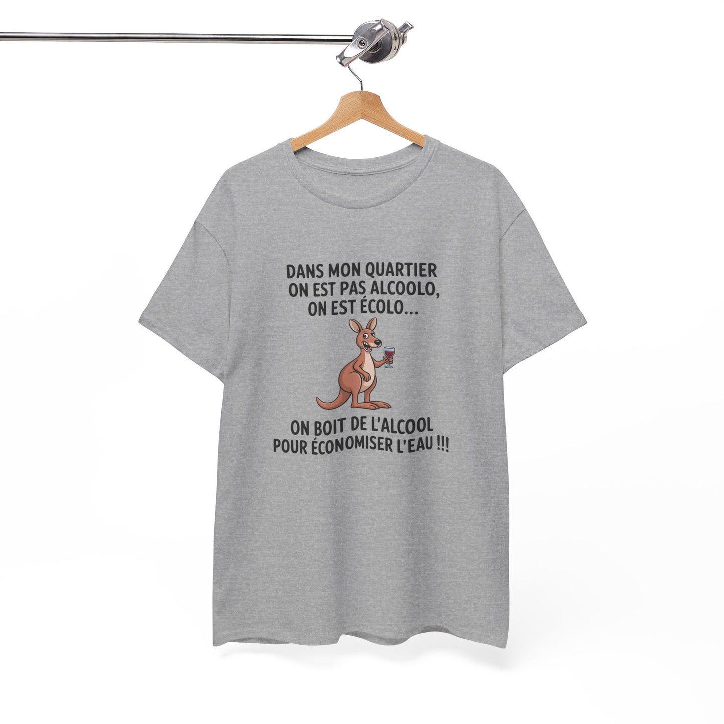 Tee Shirt Humour Kangourou On Boit De L’alcool Pour Économiser L’eau – T-shirt Drôle Apéro Vin Blanc Gris Noir