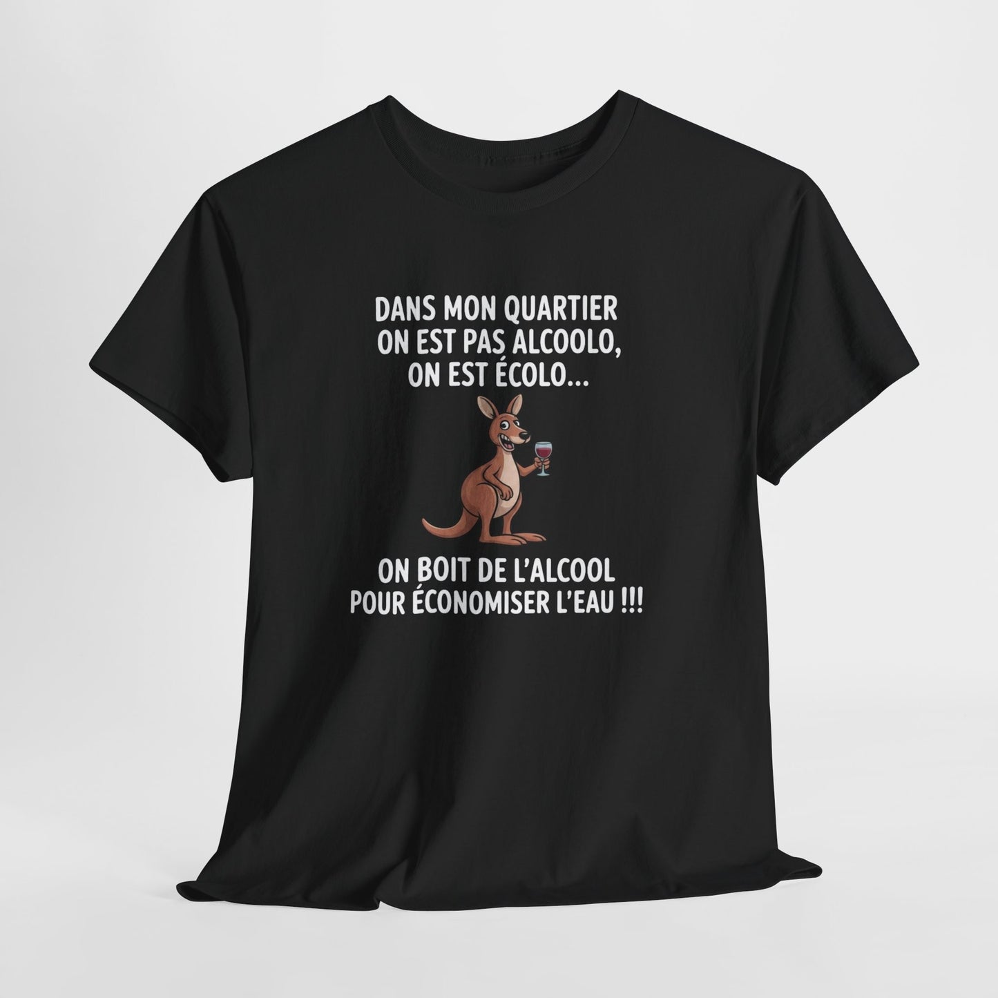 Tee Shirt Humour Kangourou On Boit De L’alcool Pour Économiser L’eau – T-shirt Drôle Apéro Vin Blanc Gris Noir