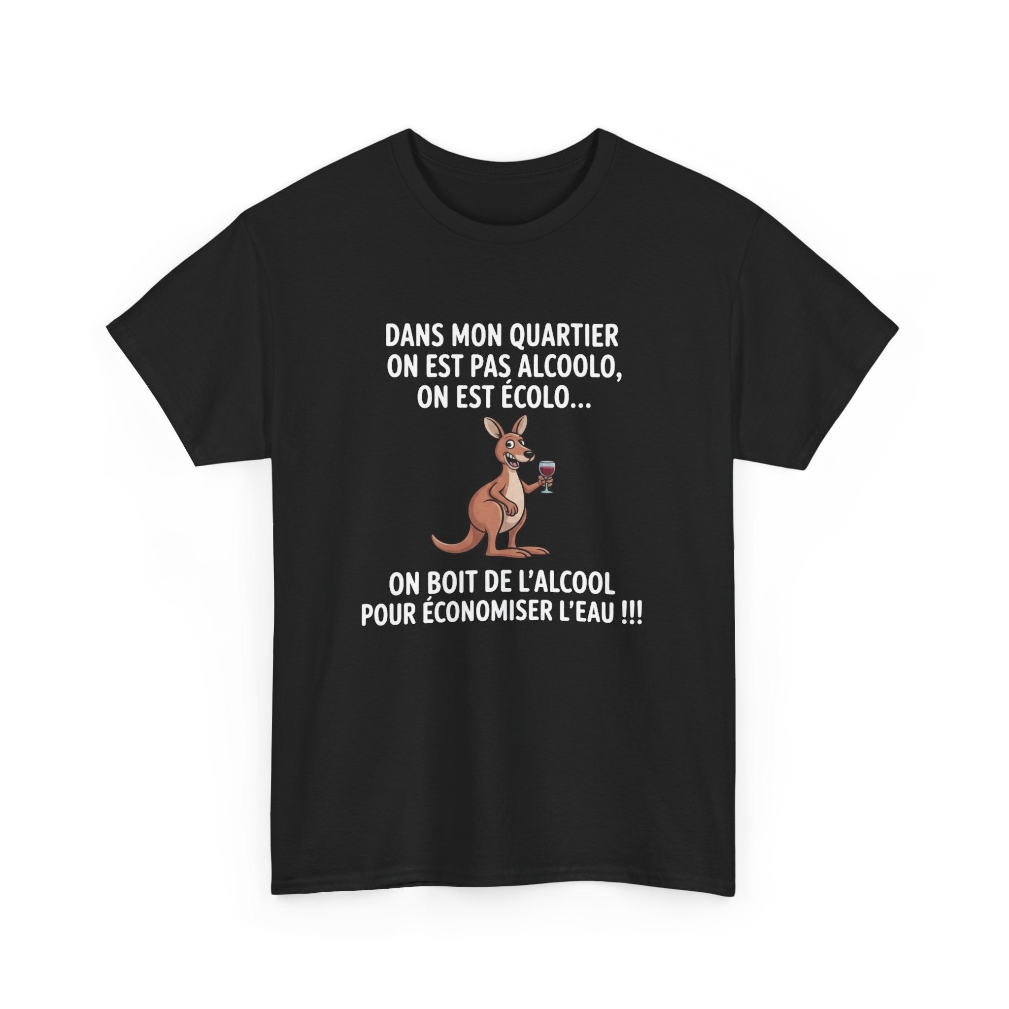 Tee Shirt Humour Kangourou On Boit De L’alcool Pour Économiser L’eau – T-shirt Drôle Apéro Vin Blanc Gris Noir