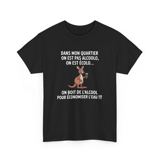 Tee Shirt Humour Kangourou On Boit De L’alcool Pour Économiser L’eau – T-shirt Drôle Apéro Vin Blanc Gris Noir
