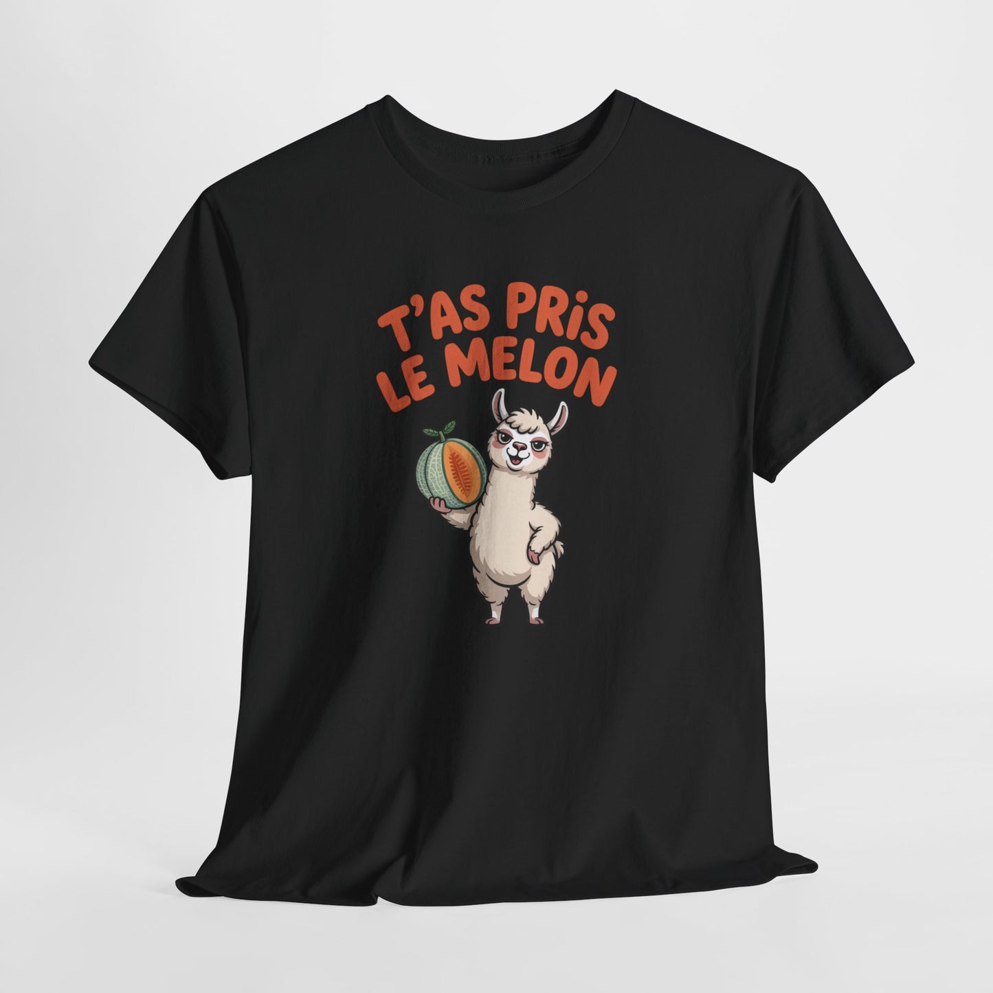 Tee Shirt T’as Pris Le Melon – Lama Humoristique avec Melon – T-shirt Drôle Blanc Gris Noir Idée Cadeau
