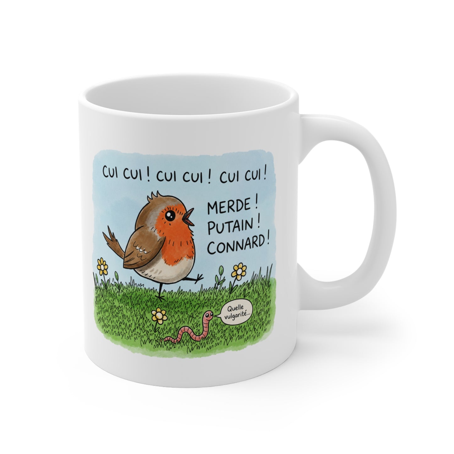 Tasse Cui Cui Merde Putain Connard – Mug Humour Oiseau Vulgaire – Cadeau Drôle Homme Femme 325ml