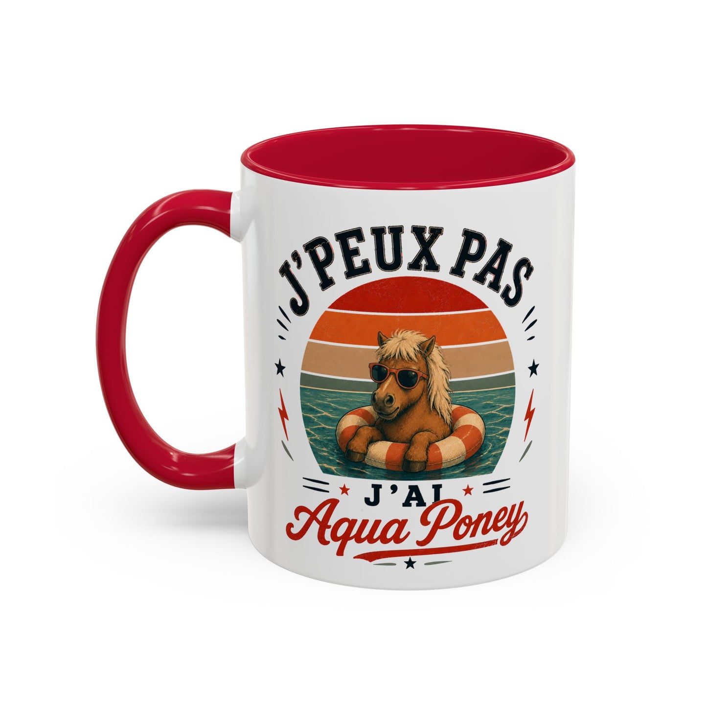 Tasse J’Peux Pas J’Ai Aqua Poney – Mug Humour Vintage avec Poney – Cadeau Drôle Homme Femme 325ml