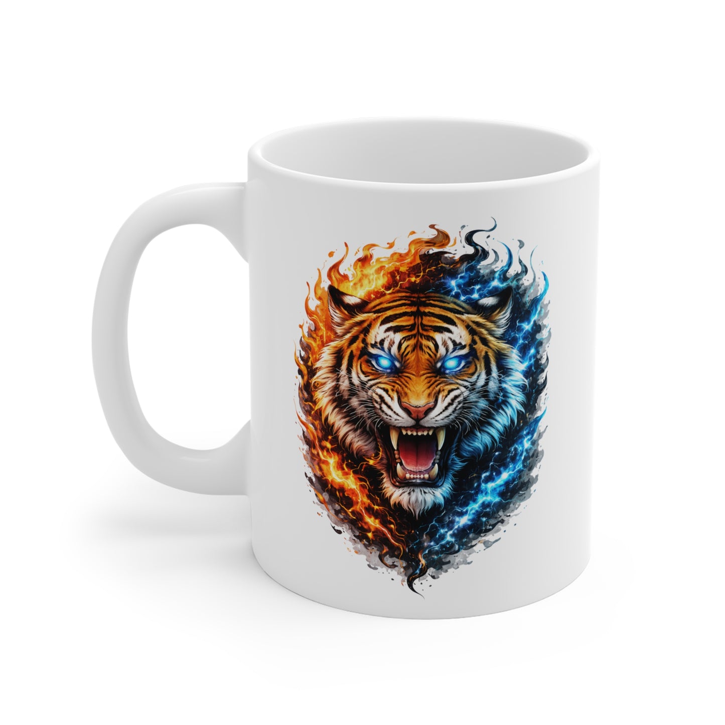Mug Tigre Feu et Glace – Tasse Animal Sauvage Puissance Yin Yang – Cadeau Homme Original