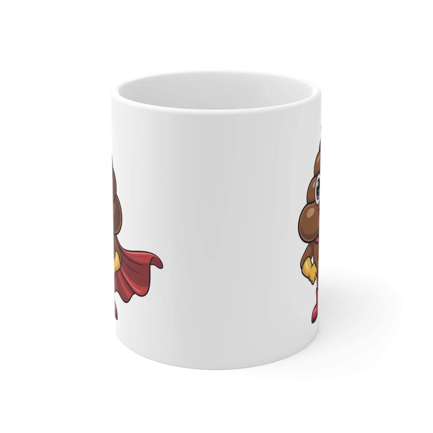 Mug Super Caca – Tasse Humoristique Héros Marron – Cadeau Drôle Cartoon Céramique 325ml