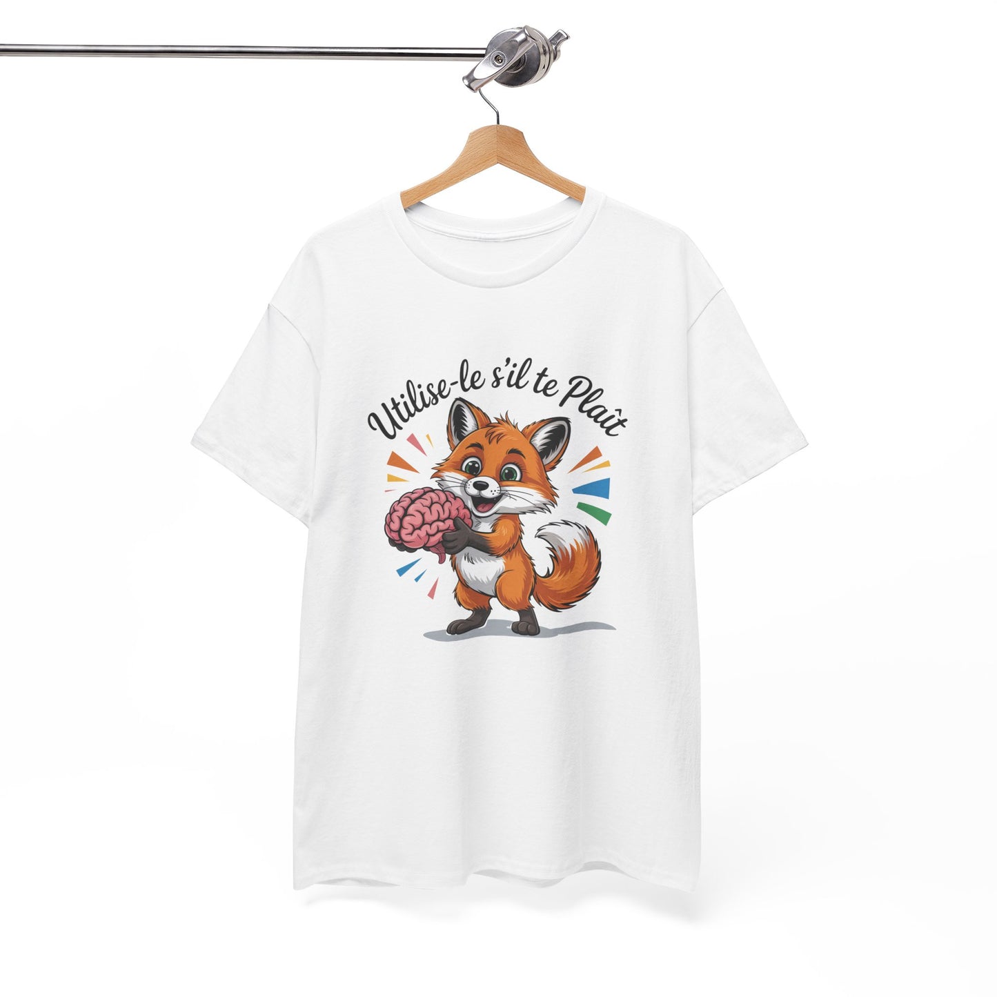 Tee Shirt Renard Humour Utilise-le s’il te plaît – Renard avec Cerveau Drôle – T-shirt Humour Animaux