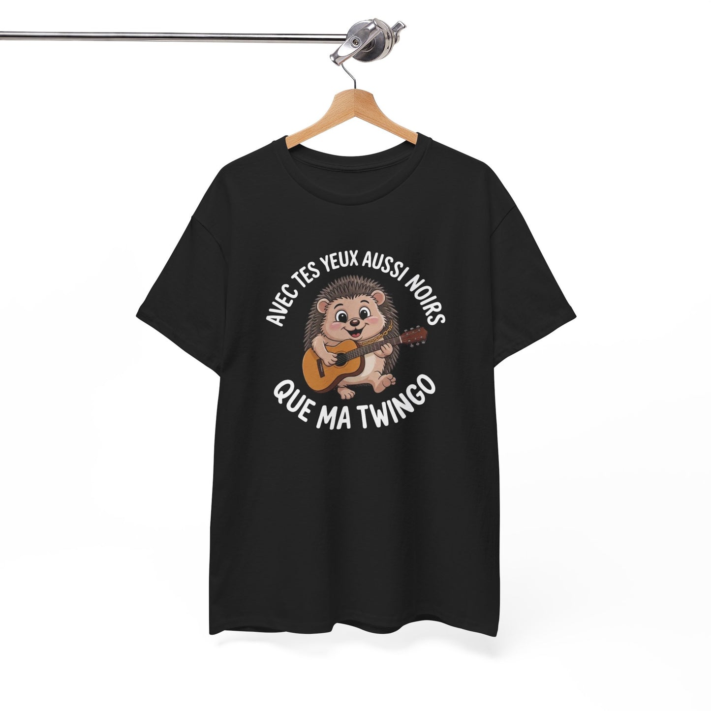 Tee Shirt Hérisson Musique Humour Avec tes yeux aussi noirs que ma Twingo – Hérisson Guitariste Drôle JuL
