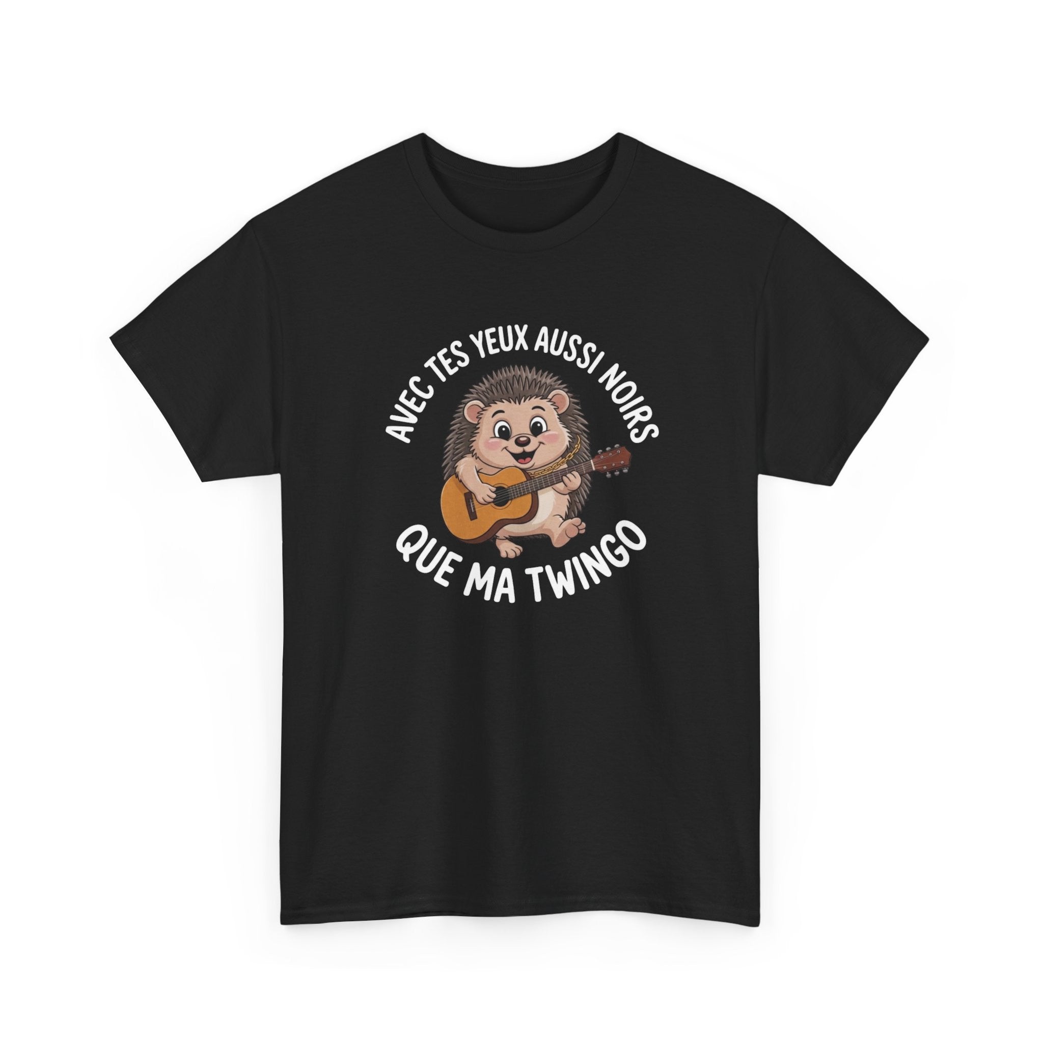 Tee Shirt Hérisson Musique Humour Avec tes yeux aussi noirs que ma Twingo – Hérisson Guitariste Drôle JuL