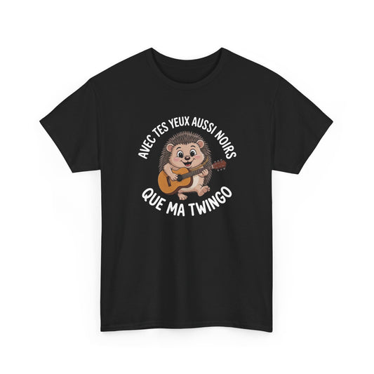 Tee Shirt Hérisson Musique Humour Avec tes yeux aussi noirs que ma Twingo – Hérisson Guitariste Drôle JuL