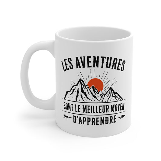 Mug Aventure Homme et Femme – Tasse Montagne Nature Voyage Randonnée – Idée Cadeau Aventurier Randonneur Passion Plein Air Camping – 325 ml