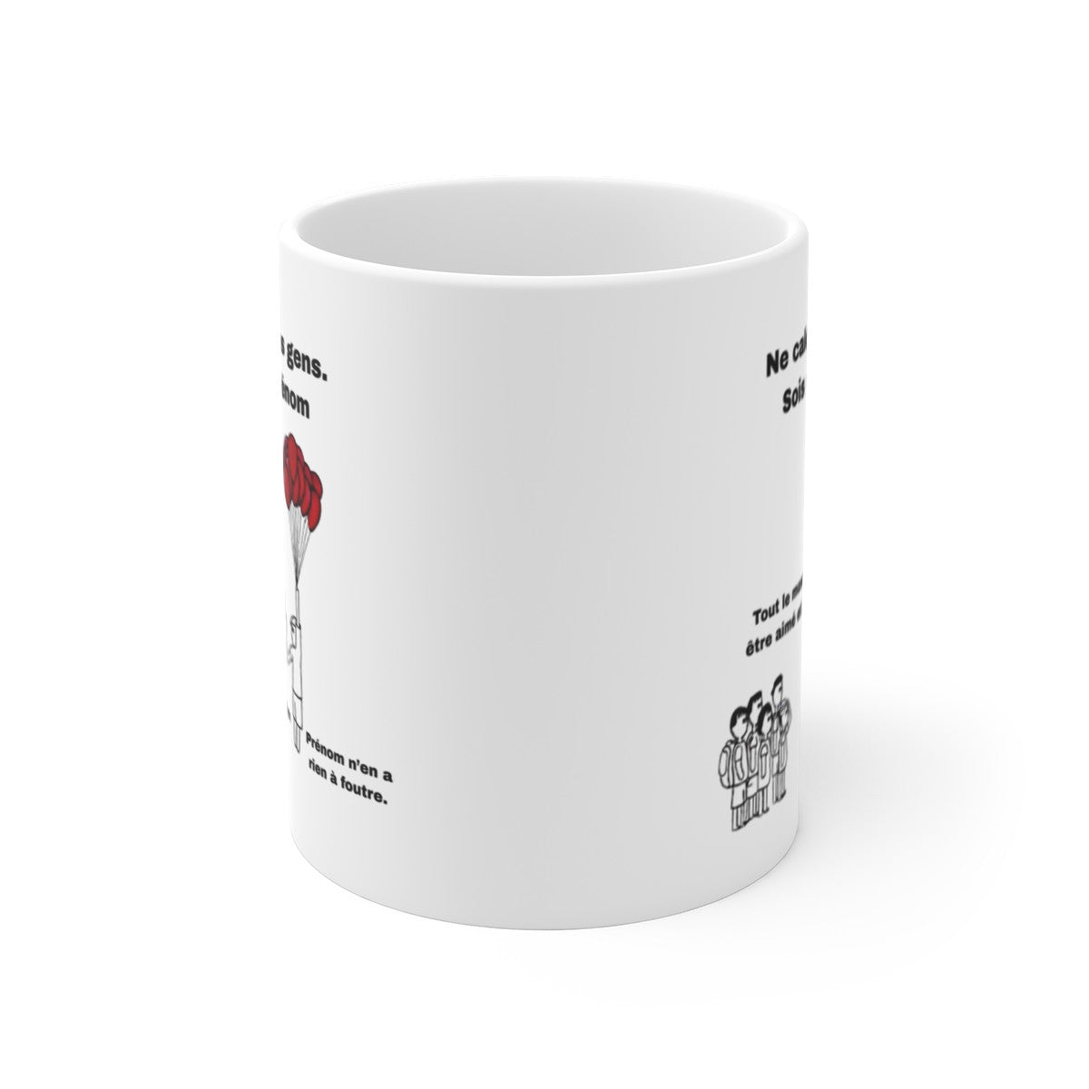 Mug Personnalisé Humoristique – Personnage Ballons Cœurs avec Prénom – Tasse Humour Original 325ml