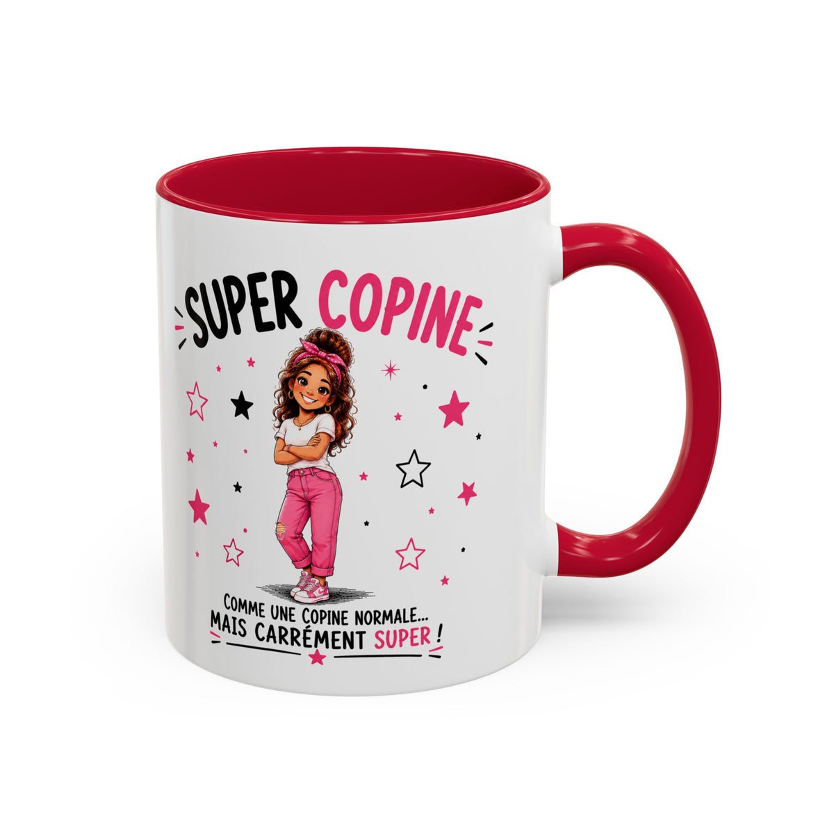 Mug Super Copine – Tasse Humoristique pour Amie – Idée Cadeau Originale pour une Super Copine – Anniversaire Noël Amitié noir bleu rouge