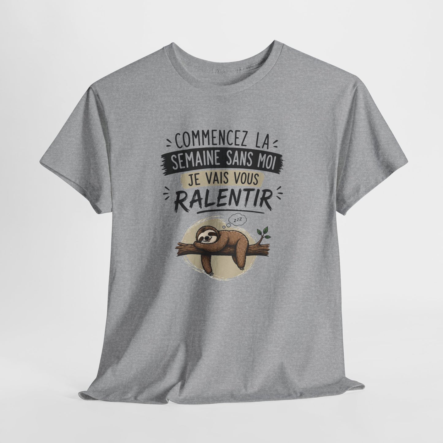 T-Shirt Paresseux Humour Commencez la Semaine Sans Moi – Tee Shirt Drôle Motivation Lundi Fainéant Cadeau Original