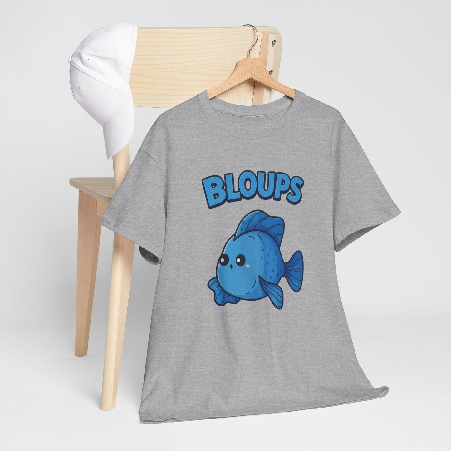 T-Shirt Humour Poisson Homme – Bloups Poisson Drôle Kawaii – Cadeau Original Amateur d’Aquarium et Animaux Marins