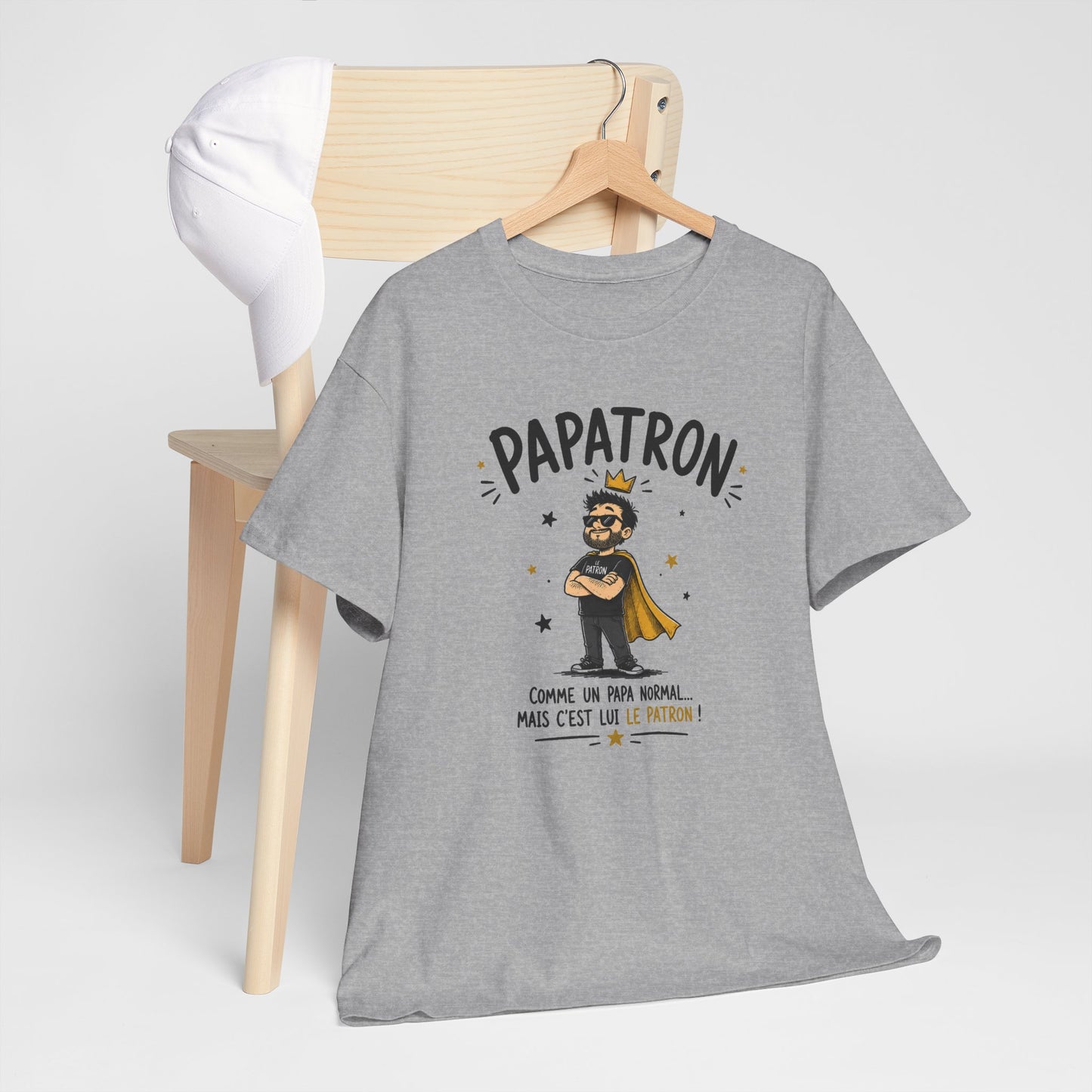 Tee Shirt Papa Homme – Papatron Comme un Papa Normal Mais C’est Lui le Patron – T-Shirt Humour Cadeau Original