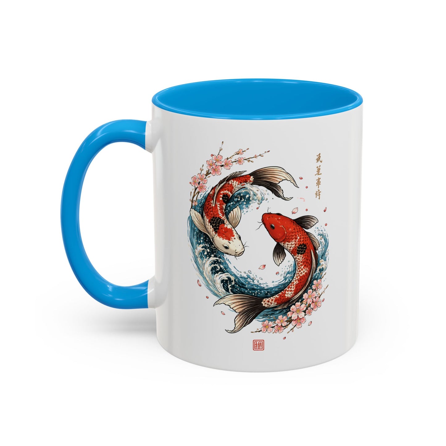 Tasse Carpes Koi Japonaises Yin Yang – Mug Zen Sakura Japon Art – Cadeau Feng Shui Relaxation – Céramique 325ml