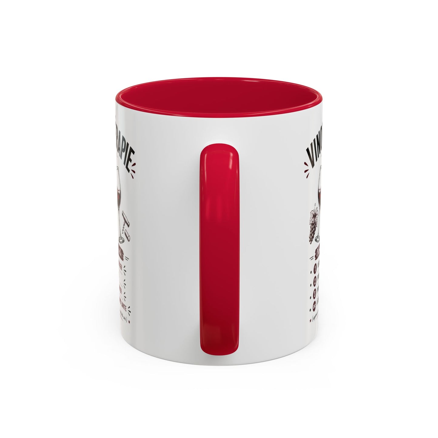 Mug Vinothérapie Drôle – Tasse Humour Vin Rouge et Apéro – Cadeau Original Amateur de Vin – Céramique 325ml Noir Bleu Rouge