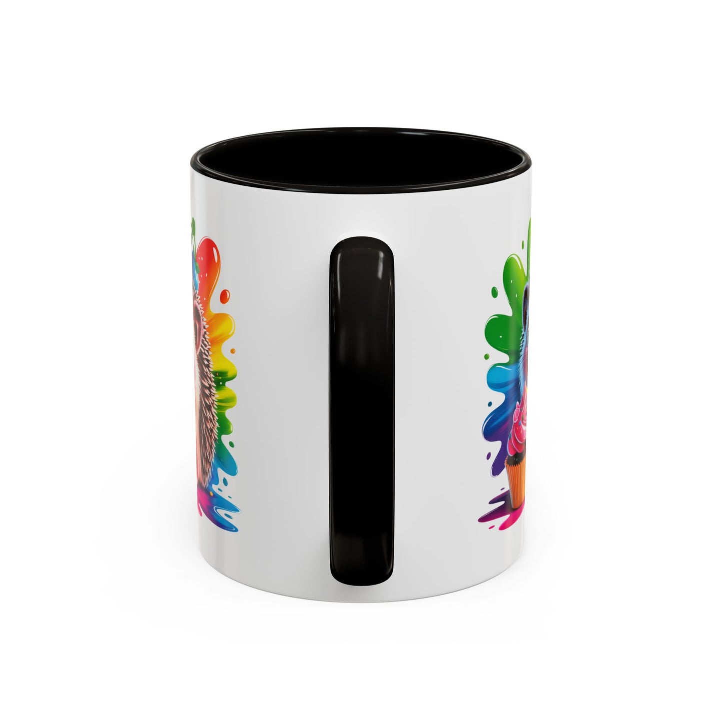 Mug Hérisson Mignon Gourmand – Tasse Animal Cupcake Coloré Kawaii – Cadeau Original Enfant Adulte – Céramique 325ml Noir Bleu Rouge