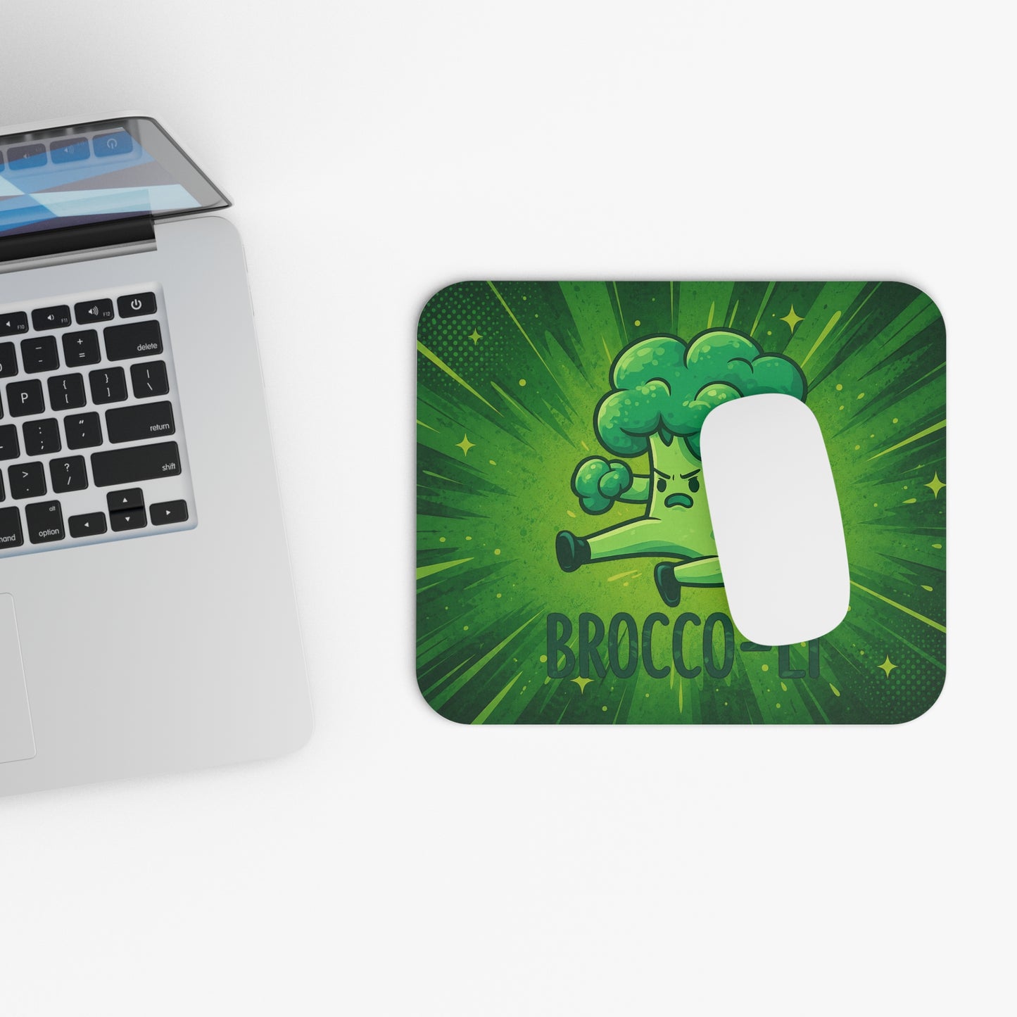 Tapis de Souris 22x18cm Brocco Li Brocoli Humour Karaté Arts Martiaux Légume Drôle Bureau Gaming Cadeau Geek