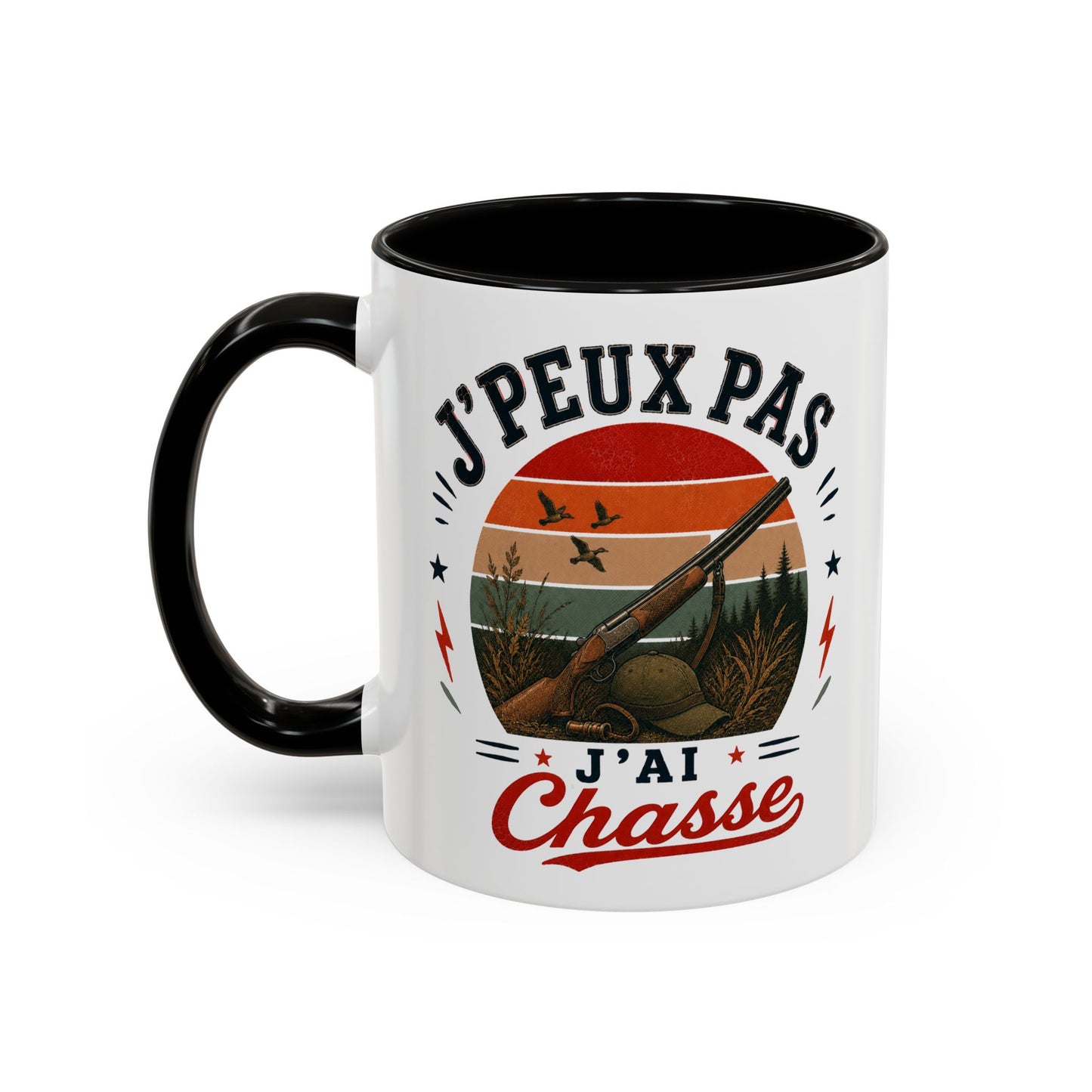 Tasse J’Peux Pas J’Ai Chasse – Mug Humour Chasseur Vintage – Cadeau Passion Chasse 325ml