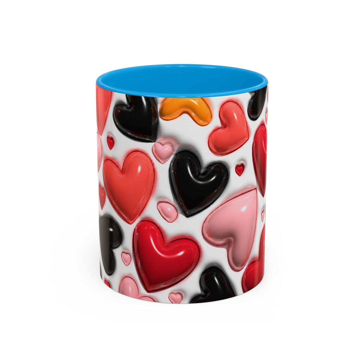 Mug Love Cœurs – Tasse Romantique Motif Cœurs Rouges Roses Noirs – Cadeau Couple Amour Saint Valentin Femme Homme Céramique 325ml