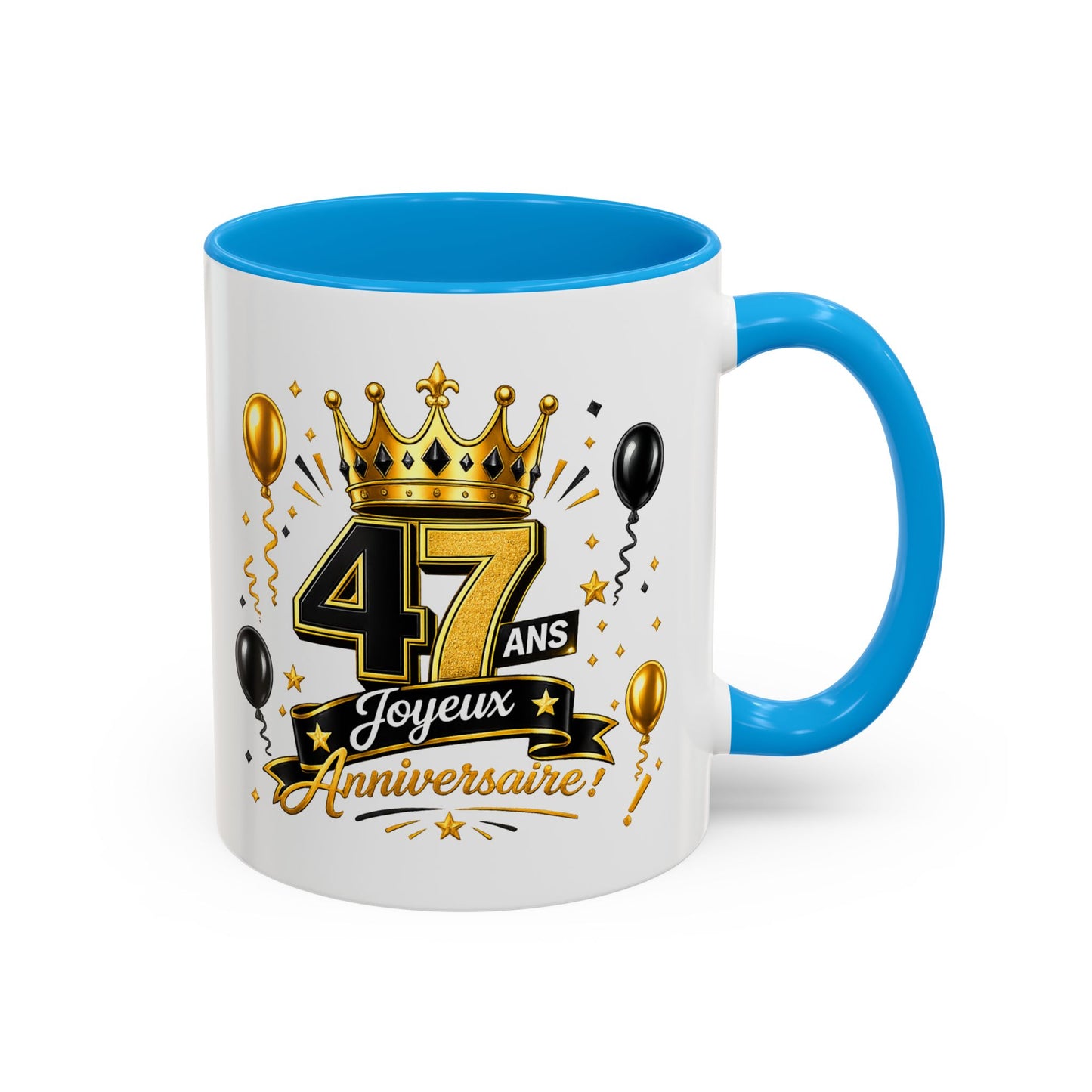 Mug Joyeux 47 Ans – Tasse Anniversaire 47 Ans – Cadeau Original pour Femme Homme – Idée Cadeau 47e Anniversaire Noir Bleu Rouge