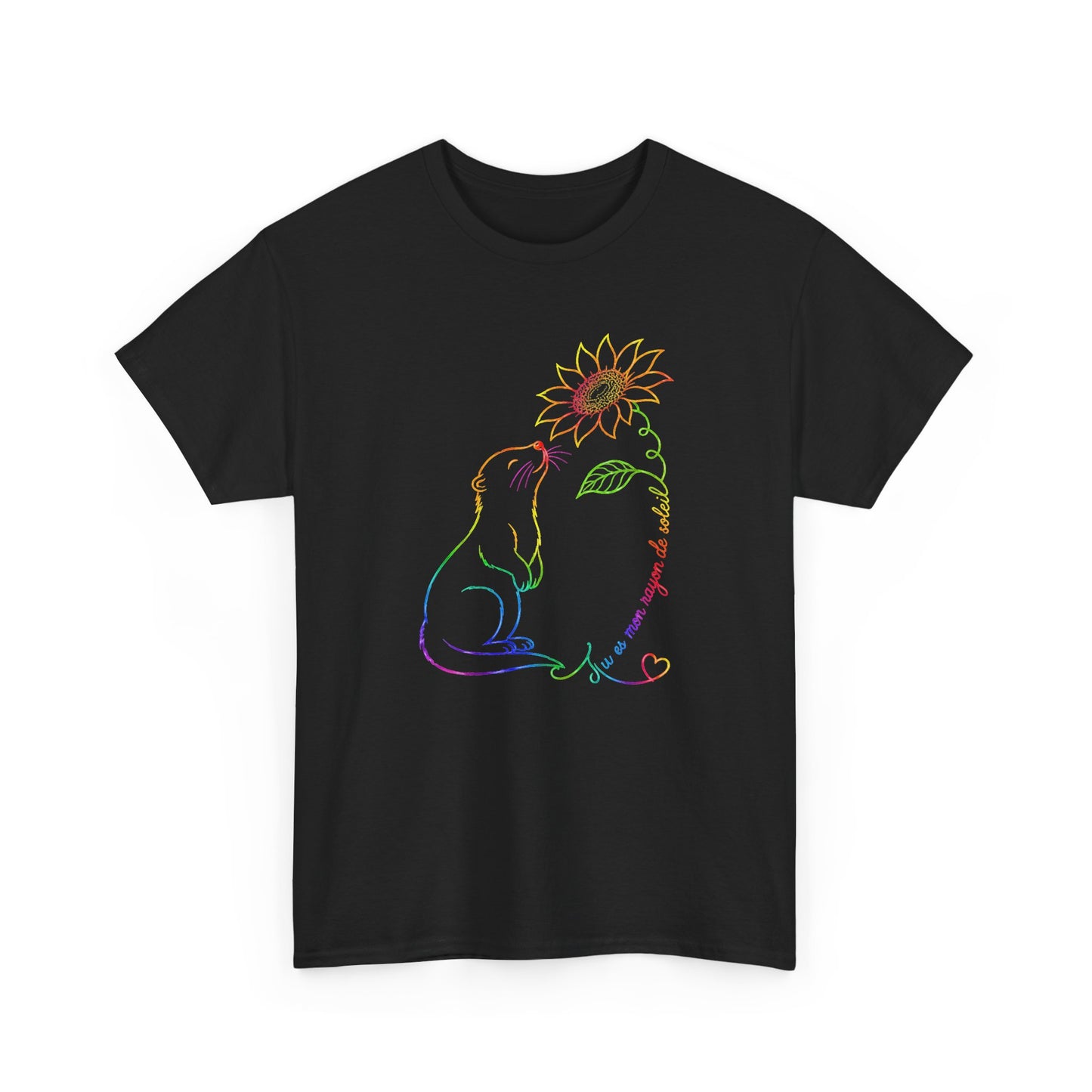 Tee Shirt Femme Loutre Tournesol Multicolore Animal Nature Fleur Cadeau Amoureuse des Loutres Original
