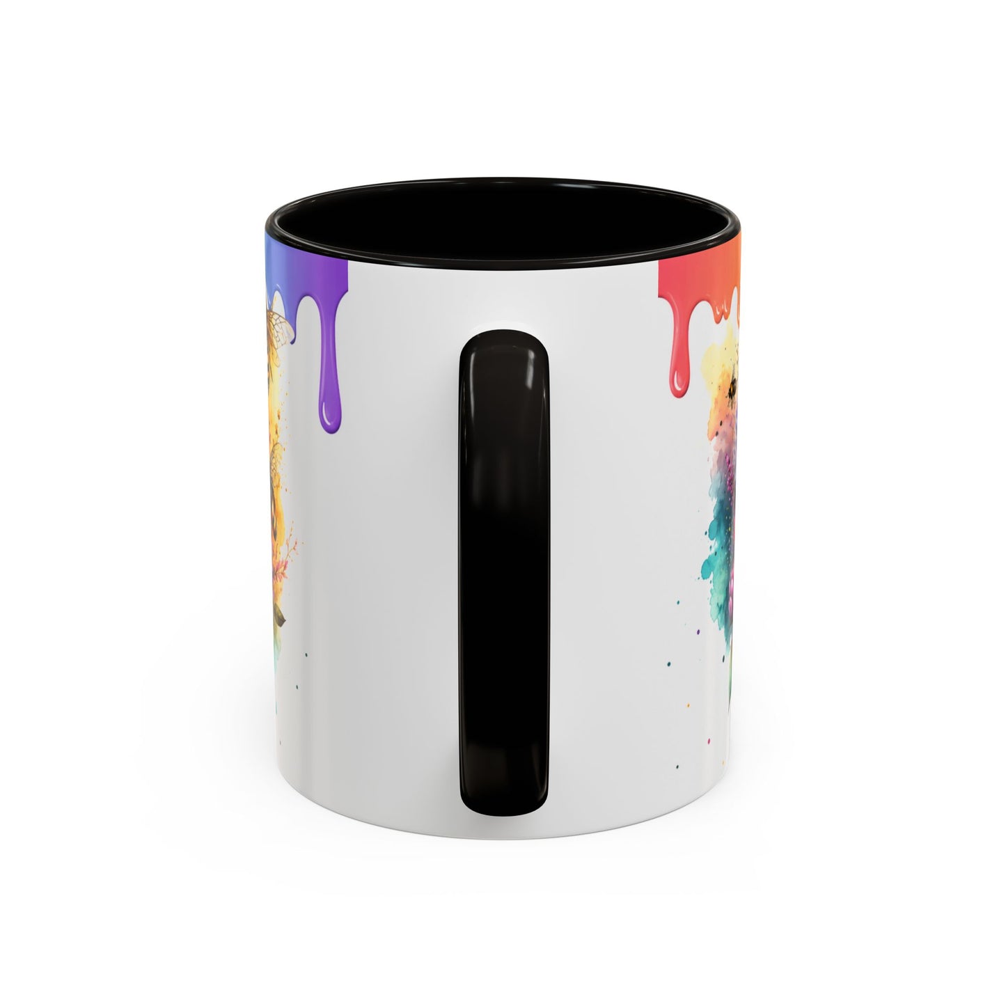 Tasse Abeilles Colorées – Mug Fleurs Aquarelle et Arc-en-Ciel – Cadeau Nature Femme Homme 325ml
