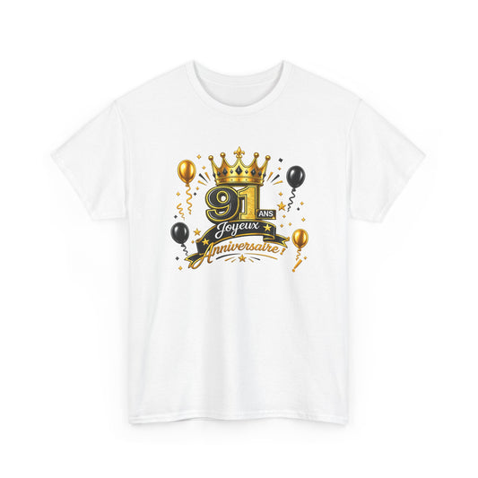 Tee Shirt Anniversaire 91 Ans Homme et Femme – Joyeux Anniversaire – Cadeau 91 Ans