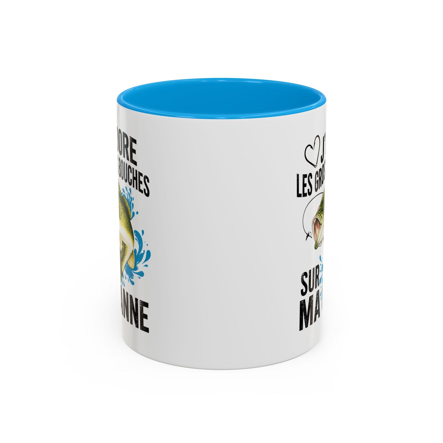 Mug Pêche Grosses Bouches – Tasse Humoristique Poisson – Cadeau Homme Pêcheur Passionné – 325 ml Noir Bleu Rouge