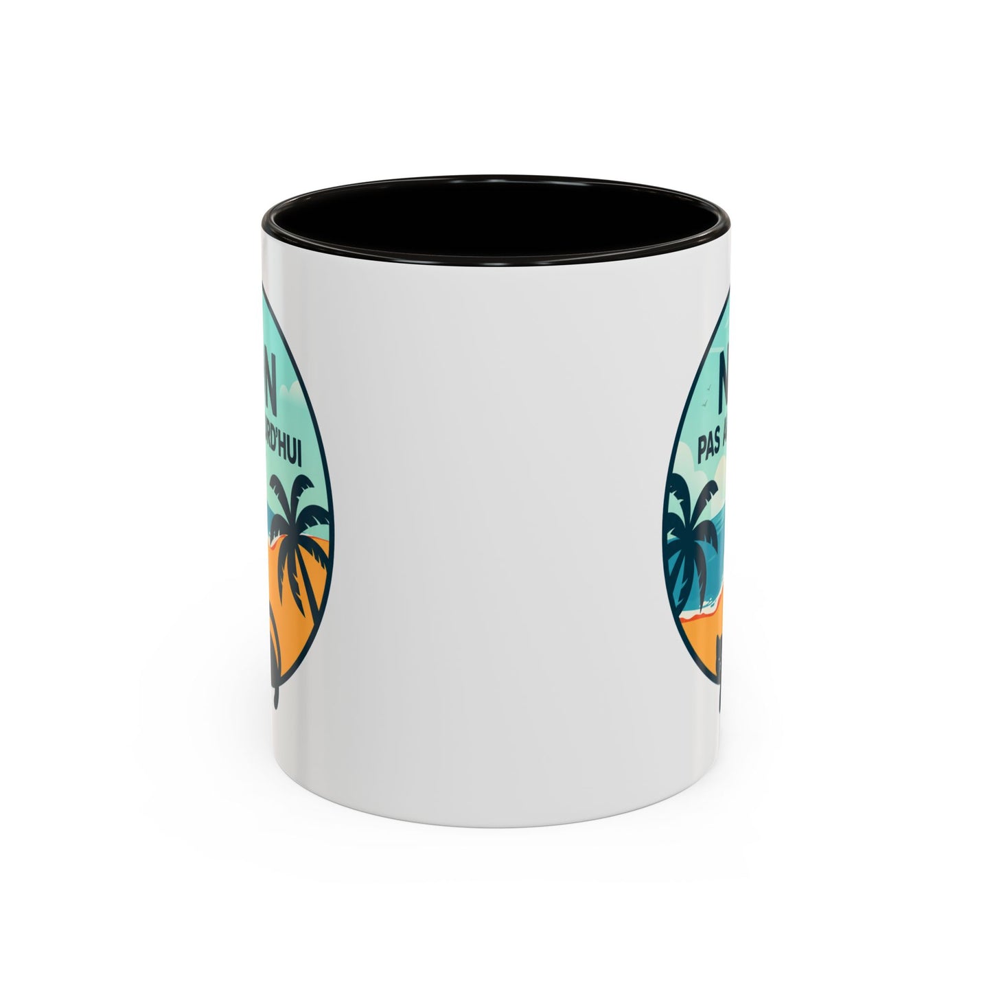 Tasse Chat Homme et Femme – Non Pas Aujourd'hui – Mug Humour Chat Relax Plage Vacances – Cadeau Original pour Amoureux des Chats – 325 ml