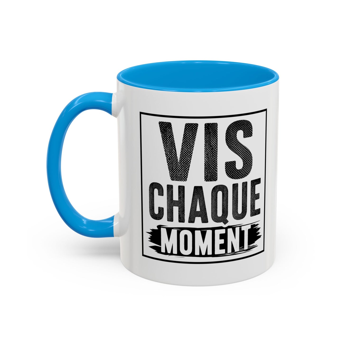 Mug Citation Positive – Vis Chaque Moment – Tasse Motivation Développement Personnel – Cadeau Homme et Femme Noir Bleu Rouge