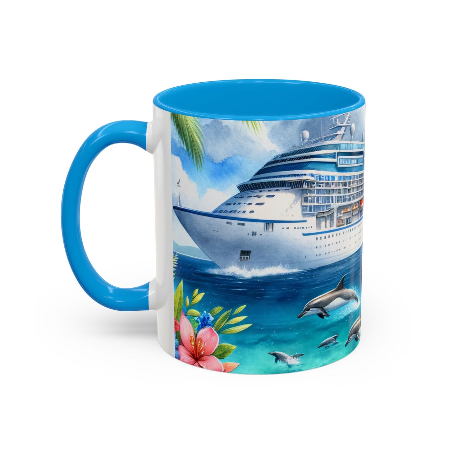 Mug Croisière Tropicale avec Dauphins – Tasse Paquebot de Luxe et Océan Paradisiaque – Cadeau Voyage et Vacances 325ml