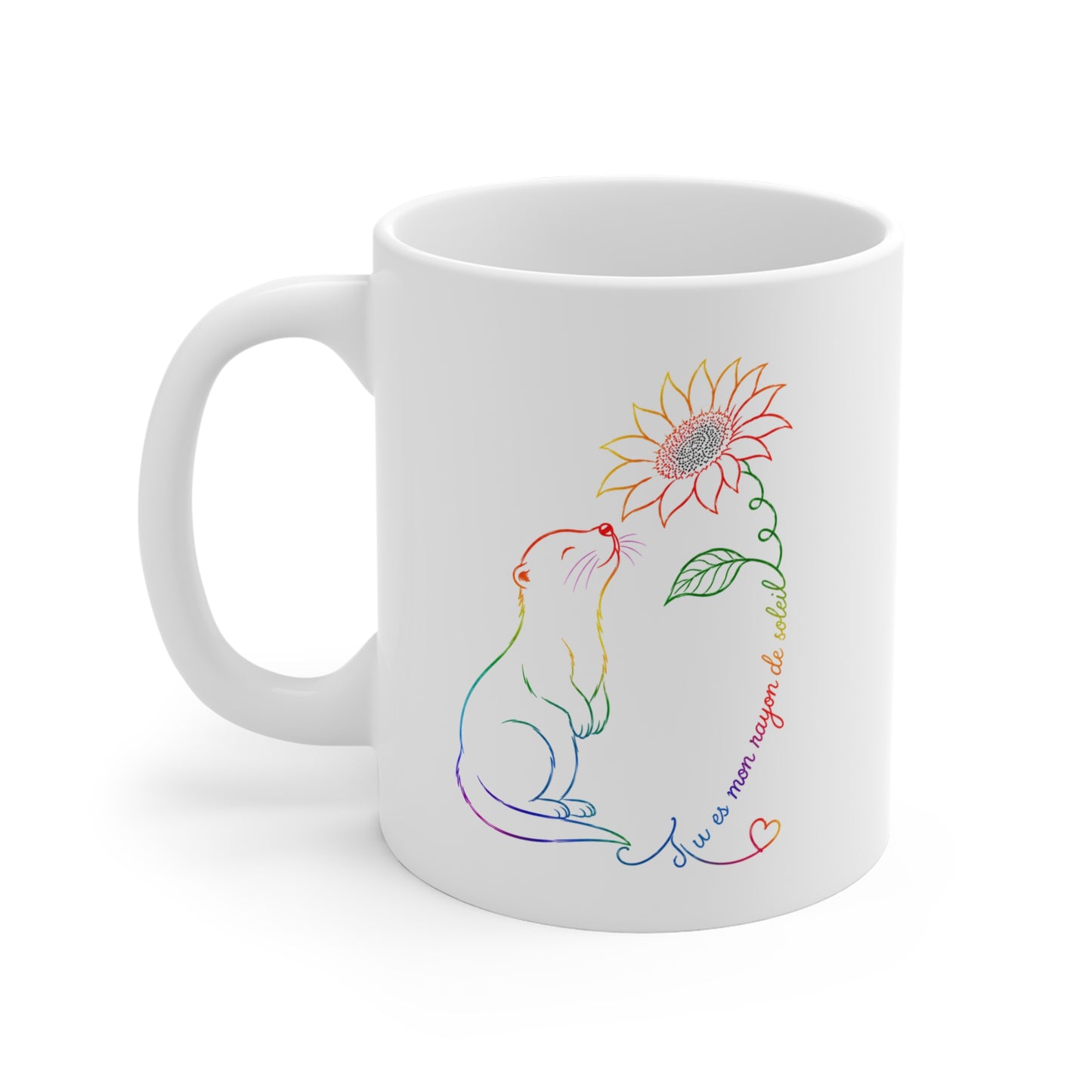 Mug Loutre et Tournesol – Tasse Animaux Colorée Nature Fleurs – Cadeau Original Amoureux des Loutres Homme et Femme