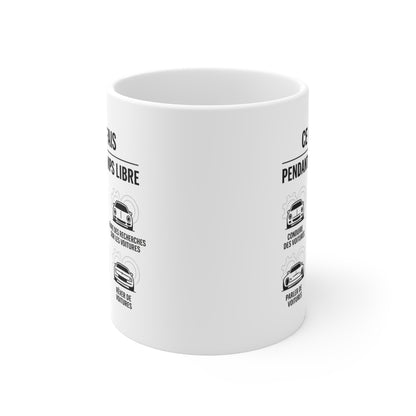 Tasse Céramique 325ml “Ce Que Je Fais Pendant Mon Temps Libre” – Mug Humour Voitures – Cadeau Amateur Automobile