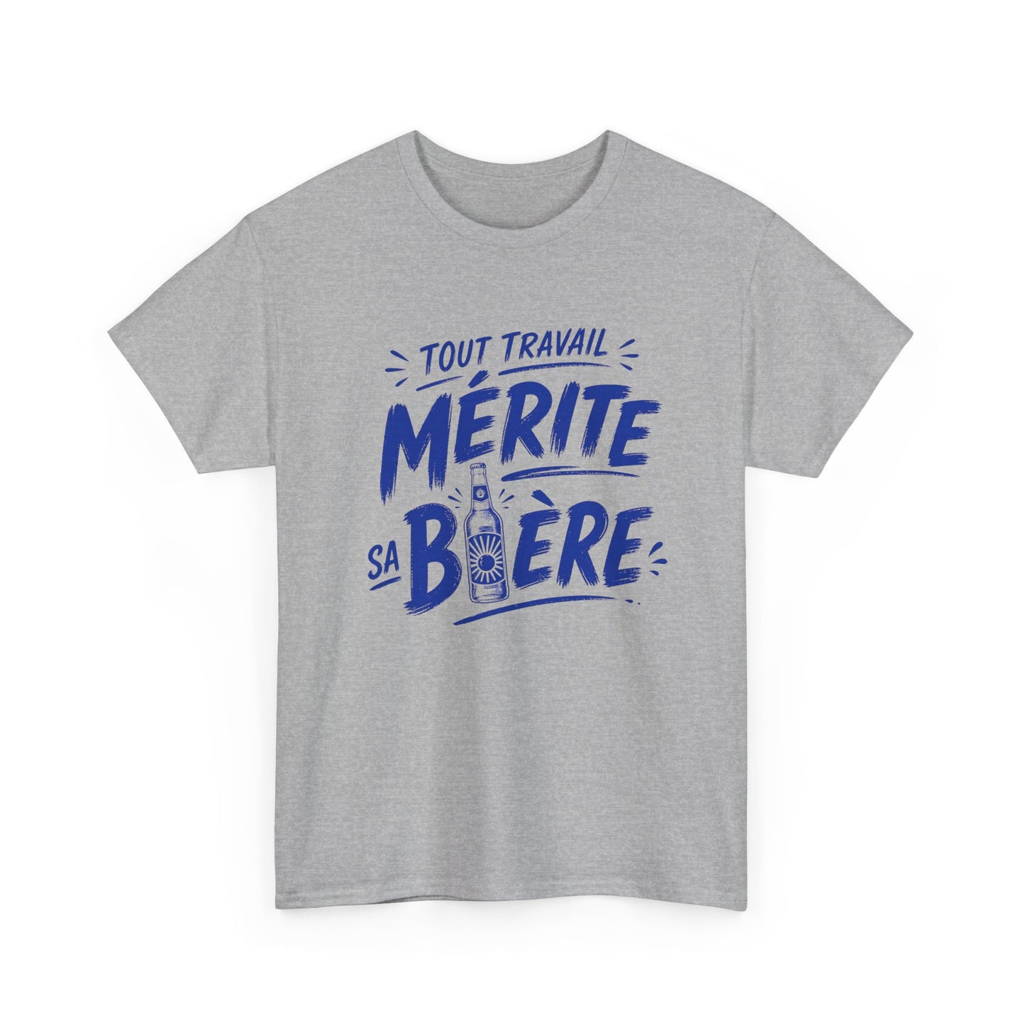 T-Shirt Humour Bière Homme – Tout Travail Mérite Sa Bière – Cadeau Drôle Amateur de Bière Apéro Barbecue